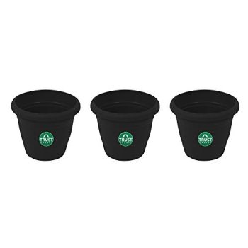 TrustBasket UV Treated Plastic Round Pot (6 Inches) -Black Color – Set of 3 | Heavy Duty Highly Durable Plant containerGamla for Indoor Home Decor & Outdoor Balcony Garden
