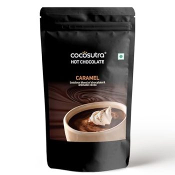 COCOSUTRA Caramel Hot Chocolate Mix | Enjoy hot or cold | 500 g | Gluten Free Drinking Chocolate Powder | No Preservatives | Ready in 2 Minutes | Serves 25 Cups