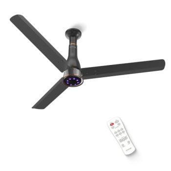 Polycab Wizzy Prime 1200mm BLDC Ceiling Fan with remote |BEE 5 Star Rated, Higher Air Delivery|LED Indicator,Reverse,Boost,Sleep and Breeze Mode |3 Years Warranty【Matt Black】