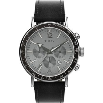 TIMEX Waterbury Standard Analog Watch for man with Silver Tone Round Dial & Black Plastic Strap Band Water Resistant Men’s Wrist Watches – TW2W47400UJ