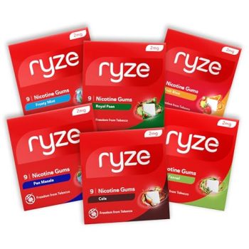 RYZE Nicotine Gum Variety/Trial Pack, 54 Count – (6 Flavors*9 Gums each) | Sugar-Free | FDA Approved | Smoking Cessation Support | Gentle on Throat