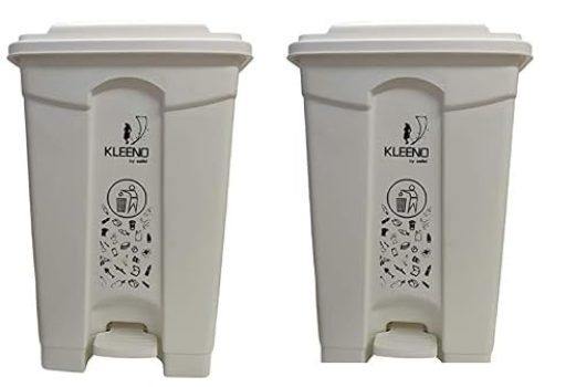 Cello Strong Plastic Step-On Pedal Garbage Dustbin 60 Ltr White & White (COMBO)
