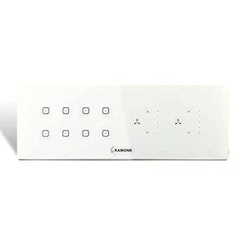 Kamonk 8 Module Custom Plate/Horizontal: (4 Gang x 2 units) + (Fan Regulator x 2 units) | Compatible with Alexa, Google Assist., Siri Shortcuts