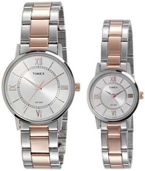 TIMEX Classics Analog Watch for Unisex with Silver-Tone Round Dial & Two Tone Stainless Steel Bracelet Band Water Resistant Unisex Wrist Watches – TW00PR213