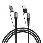JUICE Title OJC3001 4 in 1 Up To 65W of Power Cable Extra Fast Connectivity | 1.2M Length with Comfort | Cotton Braiding Extra Tough Metal Shell Mold Premium Color (Black & Grey)