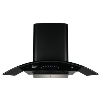 Crompton SensoSmart 90 cm Curved Glass Kitchen Chimney with 1360 m³/hr Suction, Smart On & Intelli Auto-Clean | Silent Kitchen Chimney with Filterless Technology (Black)
