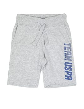 U.S. POLO ASSN. Regular Fit Boys Shorts – Mid Rise Waist, Brand Printed Kids Shorts – 12T, Grey