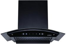 Elica 60cm 1500 m3/hr Filterless Autoclean Kitchen Chimney with 15 Years Motor Warranty & 5 Years Comprehensive (CURVE FL 600 HAC LTW MS NERO), Black