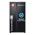 Samsung 653 L, 3 Star, Frost Free, Double Door, Convertible 5-in-1 Digital Inverter, Side By Side AI Enabled Smart Refrigerator with WiFi (RS76CG8003B1HL, Black Matte/Black DOI)