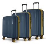 Safari Genius Alley Set of 3 (Cabin+ Medium + Large) Trolley Bags Hard Case Polypropylene, 4 Wheels, 360 Degree Wheeling Luggage, Travel Bag, Suitcase for Travel, Trolley Bags for Travel, Navy