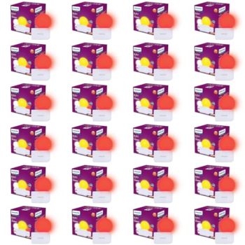 Philips 0.5W LED Bulb Red | Joy Vision Plug-and-Play LED Night Lamp | Night Light for Bedrooms & Corridors | 2-Pin Socket | Energy Saving, Long Life | Pack of 24