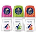 Rexona Lotus Flower & Shea Butter, Matcha Tea & Vanilla and Sandalwood & Jojoba Oil Roll-On| for Women | Limited Edition Pack – ICC Women’s Cricket World Cup India 2025 |50 ML (Pack of 3)