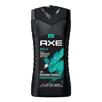 Axe Apollo 3 In 1 Body, Face & Hair Wash for Men, Long-Lasting Refreshing Sage & Cedarwood Fragrance for Up To 12hrs, Natural Origin Ingredients, Removes Odor & Bacteria, No Parabens, Dermatologically Tested, 250ml