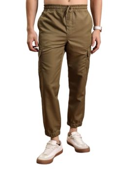 Highlander Men Mid Rise Regular Pants (PHTR000013_Khaki_M)