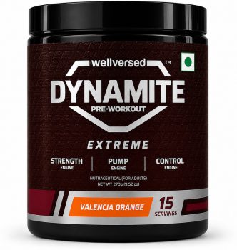 Wellversed Dynamite Pre-Workout EXTREME 15 Servings| For Hardcore Athletes | High-Stim Pre Workout(270 g, Valencia Orange)