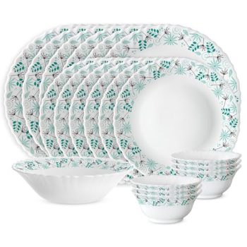 Larah by Borosil 19 Pieces Stardust Opalware Dinner Set for Family of 6