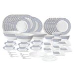 Larah by Borosil Juliet Fluted Series Opalware Dinner Set | 66 Pieces for Family of 6 | Microwave & Dishwasher Safe | Bone-Ash Free | Crockery Set for Dining & Gifting | Plates & Bowls | White