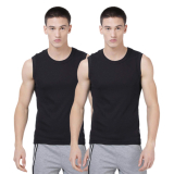 Levi’s Men’s 100% Cotton 100 CA Solid Sleeveless Gym Vest (Pack of 2)