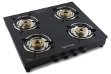 Lifelong LLGS44 Glass Top Gas Stove, 4 Burner Gas Stove, Black