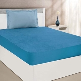 Amazon Brand – Solimo Water Resistant Premium Cotton Mattress Protector ( 78×60 inches – Queen Bed Size, Blue ) 839