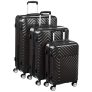 AmazonBasics Geometric Luggage – 3 piece Set (55cm, 68cm, 78cm), Black