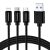Ambrane Unbreakable 3 in 1 Fast Charging Braided Multipurpose Cable with 2.1 A Speed