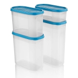 ASIAN Smart Stackable Storage Containers Set of 4 Blue for Kitchen Storage, Medium