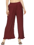 Tokyo Talkies Women’s Regular Fit Casual Pants (TTP0001527_Maroon