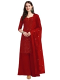 Fashion Basket Women’s Georgette Red Kurta with sharara and Dupatta Set