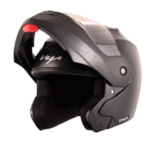 Vega Crux ISI Certified Flip-Up Helmet for Men and Women with Clear Visor(Black, Size:L)