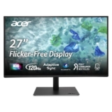 Acer B277U GB 27 inch WQHD (2560×1440) IPS Monitor | ErgoStand Tilt Swivel Pivot Height Adjust | 120Hz AdaptiveSync |TUV Low BlueLight | Strong Sturdy Design | HDMI DP Audio Out | Speakers I Black