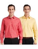 Amazon Brand – Symbol Men’s Cotton Formal Shirt | Casual | Plain | Full Sleeve | Combo Pack of 2 – Regular Fit (Available in Plus Size) (Pale Yellow&Mid Red_40)