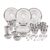 neelam Stainless Steel 24 Gauge, Diamond Touch 28 Pieces Solid Dinner Set, Ideal Gifting Dinner Set, Ideal for Special Occasions Like Anniversary, Wedding, Housewarming Party, Dishwasher Safe, Silver