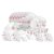 Larah by Borosil Red Mist Fluted Series Opalware Dinner Set | 63 Pieces for Family of 8 | Microwave & Dishwasher Safe | Bone-Ash Free | Crockery Set for Dining & Gifting | Plates & Bowls | White