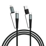 JUICE Title OJC3001 4 in 1 Up To 65W of Power Cable Extra Fast Connectivity | 1.2M Length with Comfort | Cotton Braiding Extra Tough Metal Shell Mold Premium Color (Black & Grey)