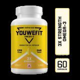 YouWeFit Omega-3 Fish Oil | 1250mg Triple Strength Fish Oil Capsules | No Fishy Burps(60 Capsules)
