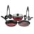Pigeon Mio Non Induction Base Nonstick Aluminium Cookware Gift Set, Includes Nonstick Flat Tawa, Nonstick Fry Pan, Kitchen Tool Set, Nonstick Kadai with Glass Lid, 8 Pieces Kitchen Set (Red)