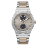GUESS Jet Analog Watch for man with Grey Round Dial & Multicolor Stainless Steel Bracelet Band Water Resistant Men’s Wrist Watches – GW0795G2