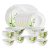 Larah by Borosil Green Herbs Opalware Dinner Set, 28 Pcs, White