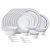 Larah by Borosil Jazzblue Fluted Series Opalware Dinner Set | 33 Pieces for Family of 6 | Microwave & Dishwasher Safe | Bone-Ash Free | Crockery Set for Dining & Gifting | Plates & Bowls | White