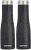 Amazon Brand – Solimo Stainless Steel Fridge Water Bottles | Set of 2 | Textured Finish | 1 L | Black