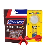 Snickers Miniatures, 170g Chocolate Gift Hamper for Rakhi with M&M’s Toy Fan
