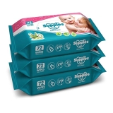 Supples Baby Wet Wipes with Aloe Vera and Vitamin E – 72 Wipes/Pack, (Pack of 3)